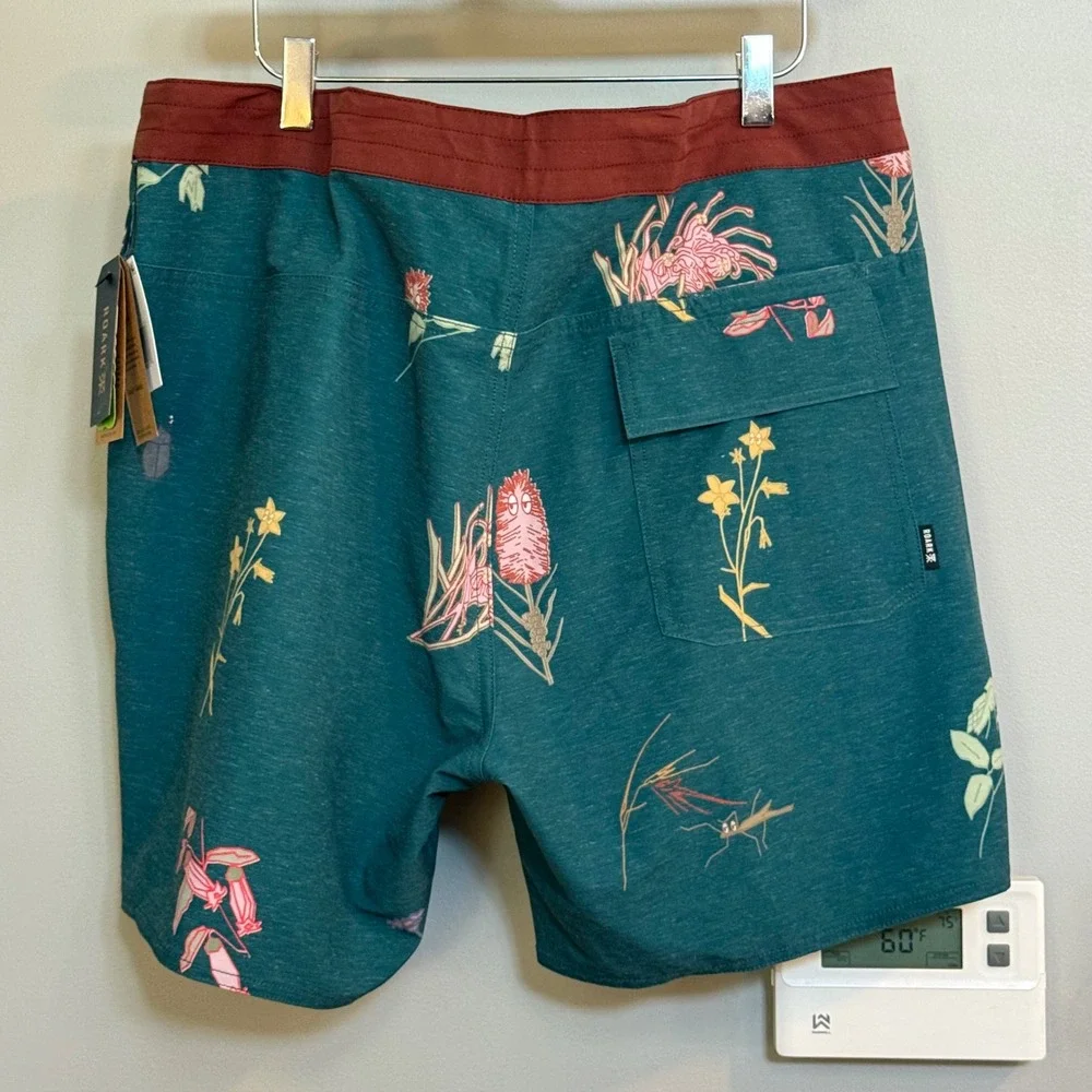 Roark The Chiller Boardshorts‎ Mens 36 Floral Print Hemp stretch Blend Quick Dry